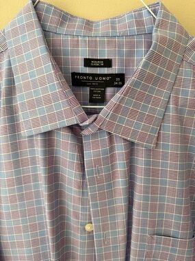Pronto Uomo Lavender and Light Blue Check Dress Shirt